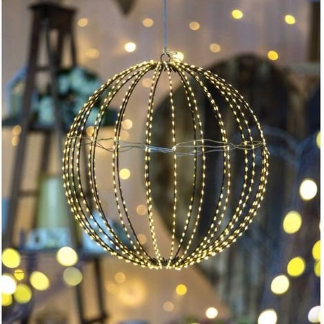 Sphère lumineuse 40CM 700 LED blanc chaud fil cuivre structure métal marron Lotti (1/5)