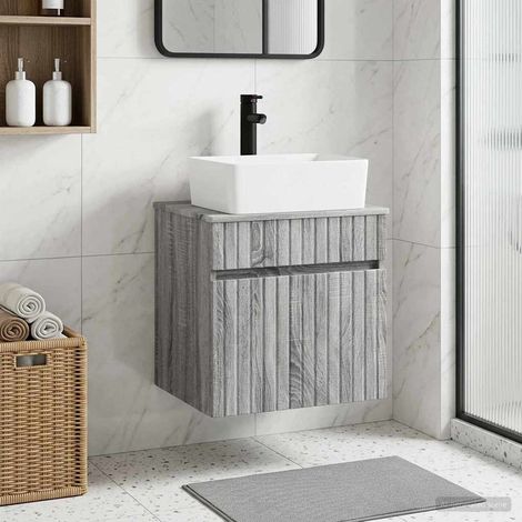 Vanidad de lavabo montada en la pared gris