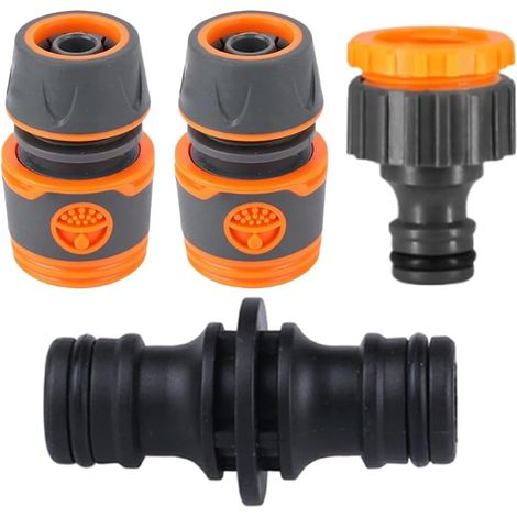 Kit de raccords pour tuyau d'arrosage 1/2", set comprenant 2 connecteurs rapides, 1 raccord double et 1 adaptateur pour robinet de jardin (1/5)