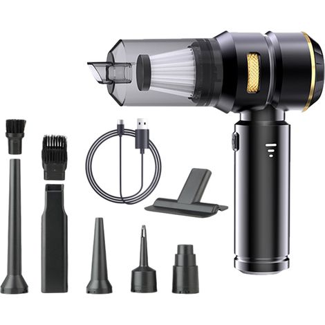 Aspirateur portatif, puissant aspirateur de voiture à 3 vitesses, mini aspirateur rechargeable et puissant pour le nettoyage des poils de voiture, de maison et d'animaux. (1/5)
