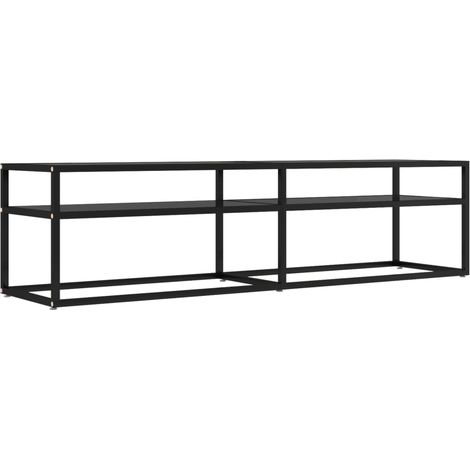 Mueble TV multimedia estantería para televisión buffet comedor salón dormitorio 160 x 40 x 40,5 cm vidrio templado negro 020026074
