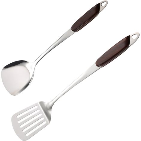 Ustensiles De Cuisine En Acier Inoxydable - Spatule Et Louche Résistantes À La Chaleur - Pour Casseroles Antiadhésives - Ensemble 5 Pièces (1/5)