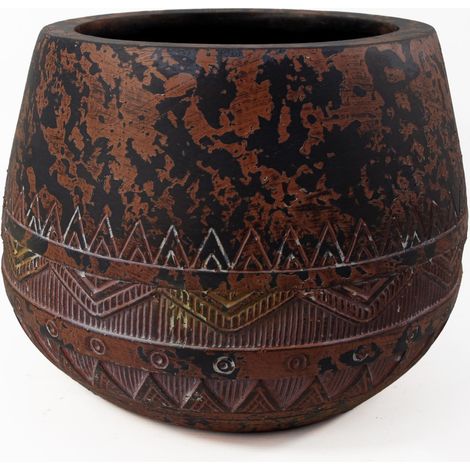 24cm x 30cm Large Zaturn Planter Brown / Black (1/4)