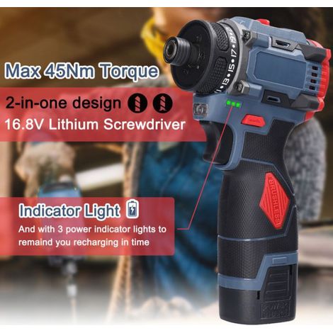 Visseuse sans fil 16.8V - Shipenophy - Tournevis électrique 45Nm - Sans balais - 2 batteries (1/5)