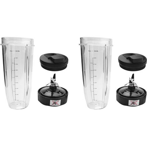 2 x 32-oz-Becher mit Ausgießdeckel und 7-Finger-Messer, Zahnrad-Ersatzteile, Messersatz für NUTRI BL450 / BL456 / BL455