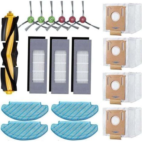 Garden FutureDe 18 accessoires rechange pour aspirateur Ecovacs Deebot N8/ N8+/ N8 N8 Pro+/ OZMO T8/ T8+/ T8 AIVI/ T8 AIVI+/ T9/ T9+, XU, 4 lingettes, 3 filtres, 4 à poussière, 1 brosse principale, 6 (1/4)