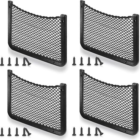 Filet Rangement pour Voiture 4 PCS, Organisateurs Rangement Coffre 36 18CM, Multifonctionnel Sac Pocket Organizer de Voiture pour Ustensiles, Camping-Cars, Bateaux, Maison (avec Vis) (1/5)