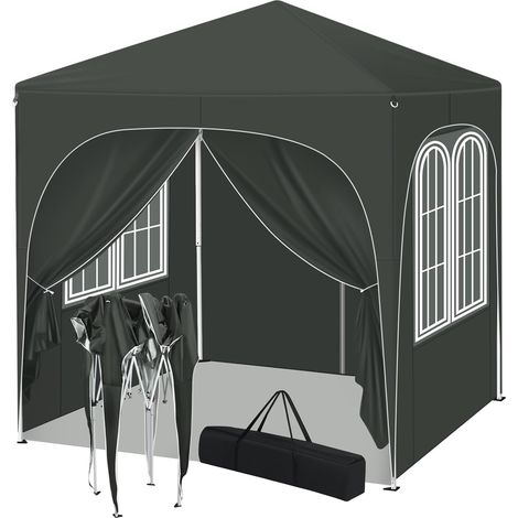 WOLTU 2m x 2m Pop Up Gazebo With Sides Outdoor Garden Height Adjustable Party Tent, Grey (1/5)