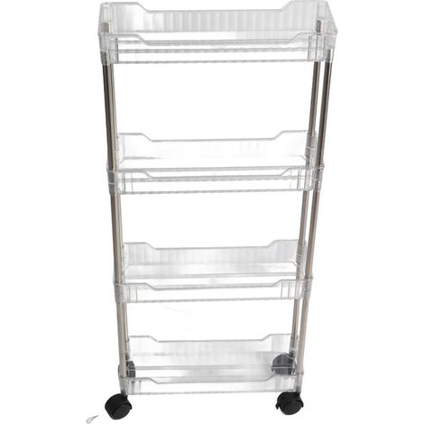 Étagère de salle de bain Gap, étagère de rangement transparente pour cosmétiques, organisateur de salle de bain à plusieurs niveaux, 4 niveaux, 37 x 12 x 70 cm (1/4)
