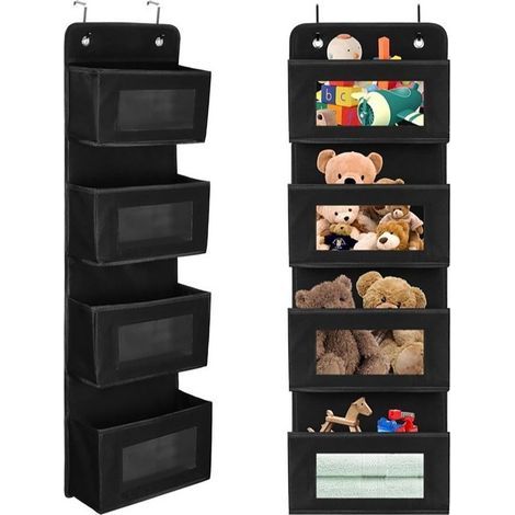 Organisateur de rangement suspendu - 1, 4 compartiments étagère tissu non tissé épais 4 poches 2 crochets - Armoire (1/5)