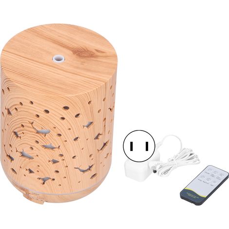 Diffuseur d'aromathérapie 300ml, silencieux 35db, lumière LED multicolore avec télécommande, design bois creux, pour maison bureau, prise US 100-240V.