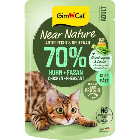 GimCat Near Nature Cibo per gatti senza cereali - Busta da 85 g - Pollo e fagiano 85 g