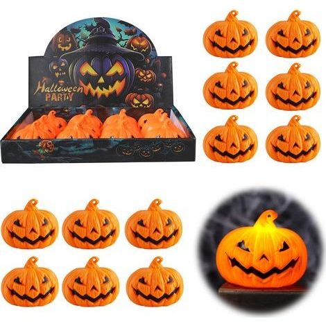 Halloween Decoration, 12 LED Tea Lights Halloween Pumpkin, LED Pumpkin Lights with Battery, Halloween Pumpkin Decoration, Halloween Pumpkin Lights with Scary Face (1/5)