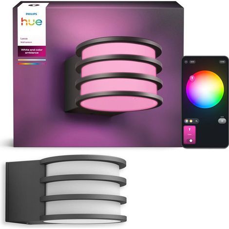 Aplique de pared conectado Philips Hue Lucca antracita IP44 Zigbee hasta 1100 lm (1/5)