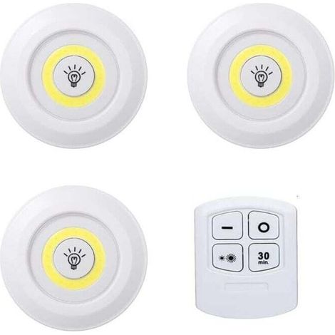 3er-Set Leuchten mit Fernbedienung. Selbstklebende weiße LED-Leuchte mit Batterie. Kabellose Installation (Batterien nicht enthalten). Batteriebetriebene Leuchte für Küche, Schlafzimmer und Badezimmer