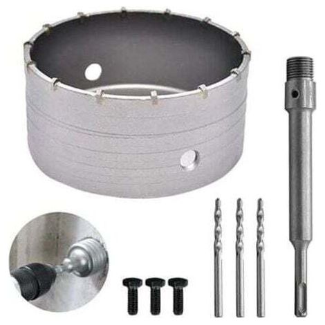 160mm Bi-Metal Hole Saw for Concrete Tiling, Concrete Core Drill Bit Saws, with 220mm SDS Plus Adapter and 3 Center Drill Bits 110mm (160MM),INHHUB (1/4)