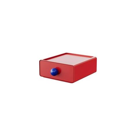 Schubladenbox, stapelbare Schreibtischbox aus Kunststoff mit großem Fassungsvermögen und ausziehbarer Schublade, geeignet zur Aufbewahrung von Schreibwaren und Kosmetikartikeln (Rot) - Crezuo