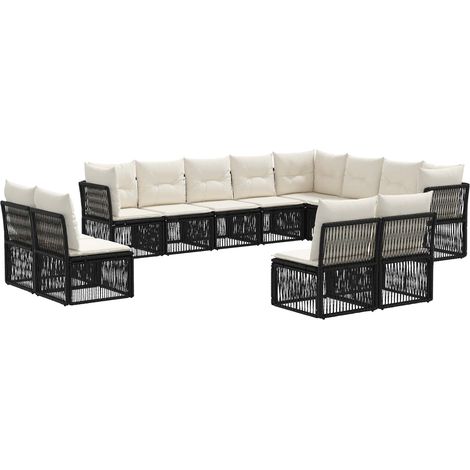 vidaXL Set Divano da Giardino 12 pcs Nero polyrattan