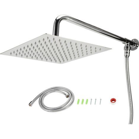 G1/2-Gewinde, 25 cm Wandmontage, Edelstahl-Regenduschkopf, Duschzubehör-Set (1/5)