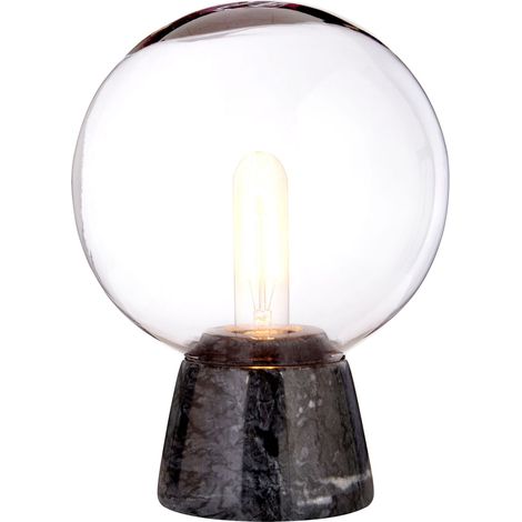 Interiors by Premier Contemporary Globe Lamp With Black Marble Base, Contrasting Bedside Table Light, Versatile Modern Lamp (1/5)
