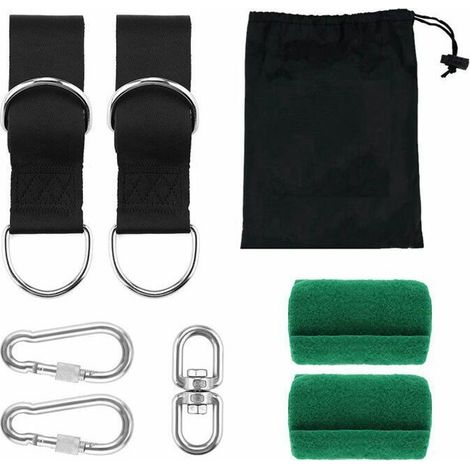 Hamac Ultra Résistant aux Sangles Lourde Suspension 150cm avec D-Ring - Deux Crochets Mousquetons - Charge Max 500KG, Cordes d'Attache pour Balancoire de (1/5)