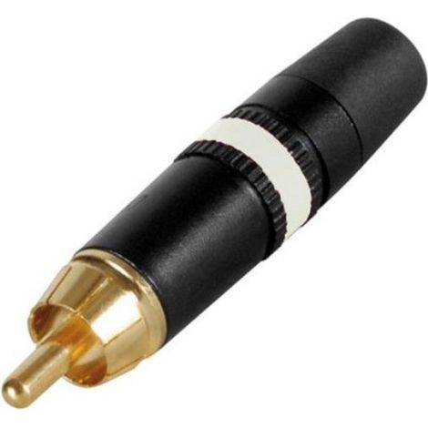 Fiche Rca - Dorée - Anneau Blanc - Connecteur Audio Analogique - Par Paquet De 1