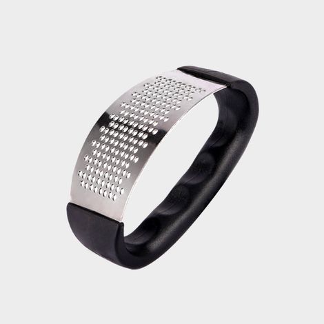 1 prensa de ajo manual de acero inoxidable, picadora de ajo, herramientas de arco, utensilios de cocina para verduras, accesorios de cocina, color negro. (1/5)
