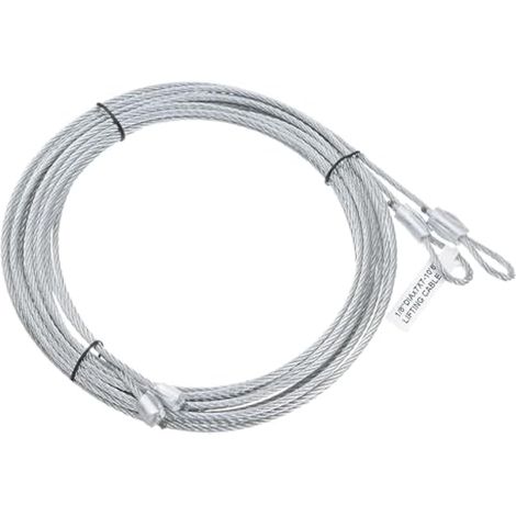 Câble de porte de garage 2 x 3 m (10,6 pi), diamètre 3 mm, acier galvanisé, câble de torsion (1/5)