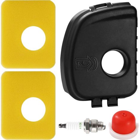 5-piece lawnmower air filter cover kit, 595660 air filter cover, 799579 foam air filter, 594281 primer pump, 4106 spark plug (1/5)