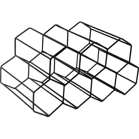 Rack A Vin - En Fer Forgé - Support Libre Pour 9 Bouteilles - Compatible Bordeaux Champagne - Dimensions 38 X 19,5 Cm - 1 Pièce
