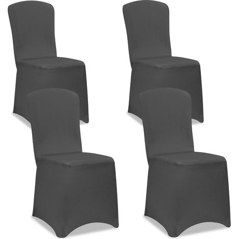 DETEX® Stuhlhussen 4er Set Stretch ÖKO-TEX® Zertifiziert Stuhlbezüge Hussen Stühle Bezug Überwurf Hochzeit Weihnachten anthrazit