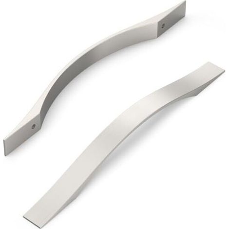 Lot de 10 poignées de meuble, finition nickel satiné brossé, entraxe 160 mm, pour placards, armoires et tiroirs de cuisine. (1/5)