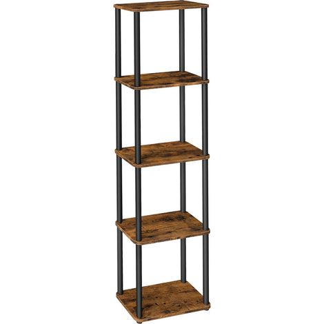 Vasagle – Étagère à 5 niveaux 38 x 23,8 x 139 cm – Montage ultra-rapide sans outils – Structure en acier et aggloméré – Marron rustique et noir d'encre (1/5)