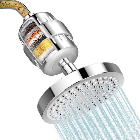 Set di filtri per doccia con getto superiore superpotente da 6 pollici e purificatore d'acqua a 15 livelli (1/4)