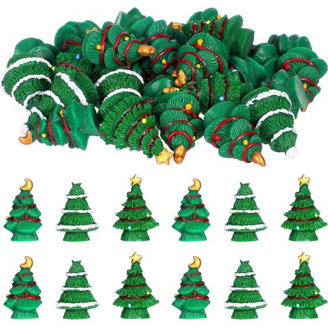 30pcs Sapins de Noël Miniatures en Résine Verte, Décorations Créatives et Réalistes pour Succulentes et Mousse, Accessoires Artisanaux pour Décoration de Maison et Plusieurs Styles (1/5)