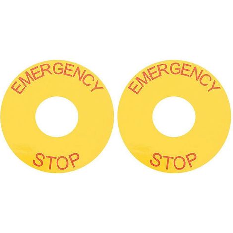 Lot de 2 étiquettes autocollantes d'arrêt d'urgence pour appareils électriques et machines industrielles-6.30X6.30X0.10CM-Yellow