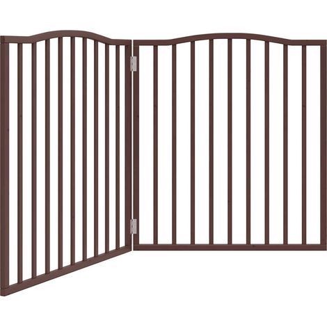 Barrière de sécurité pour chien animaux de compagnie pliable 2 panneaux 160 cm bois de peuplier marron