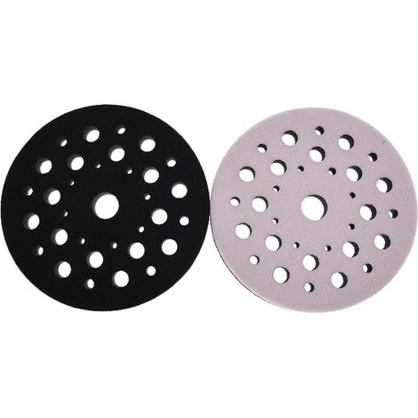 Lot de 2 disques de ponçage à 33 trous de 12,7 cm avec éponge absorbant les chocs pour meulage à sec, compatible avec ponceuses orbitales aléatoires de 12,7 cm