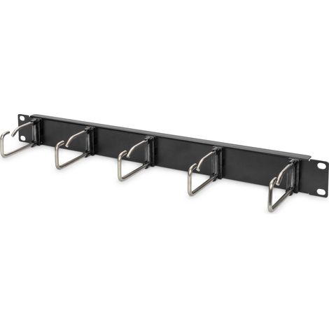 DIGITUS Pannello passacavi - 1U - 5 staffe di guida 40 x 75 mm - 19 pollici - Per armadi di rete e cavi di rete - nero (1/3)