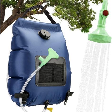 Camping-Solardusche, 20-Liter-Solarduschtasche, Camping-Solardusche, für den Außenbereich mit austauschbarem Duschkopf und abnehmbarem Schlauch zum Wandern und Campen (1/5)