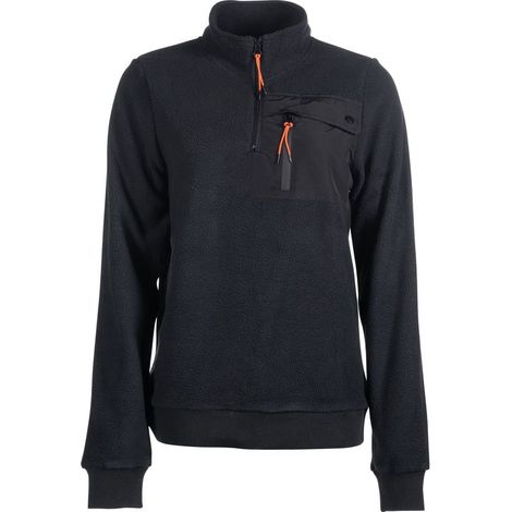 XXS, nero 9100: Reddyfleece Unisex Reitpullover mit Fronttasche und kontrastierendem Reißverschluss (1/5)