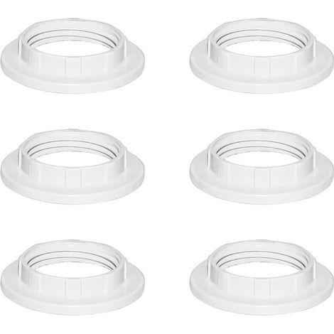 6 Pièces Blanc Plastique Anneau Réducteur Abat Jour E14 27MM, Accessoires pour Abat-Jour Bague Plaque Convertisseur d’Adaptateur, E14 Anneau (1/5)