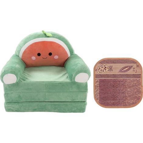 Dessin animé mignon pliable enfants canapé dossier fauteuil 2 en 1 pliable enfants canapé-lit pour salon chambre vert (1/5)