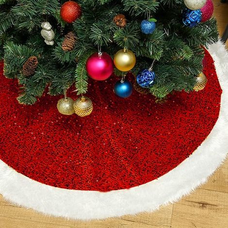 Gonna per albero di Natale 122 cm (48 pollici) Gonna rotonda per albero di Natale per uso interno ed esterno Gonna per albero di Natale resistente con paillettes Lussuosa (1/5)