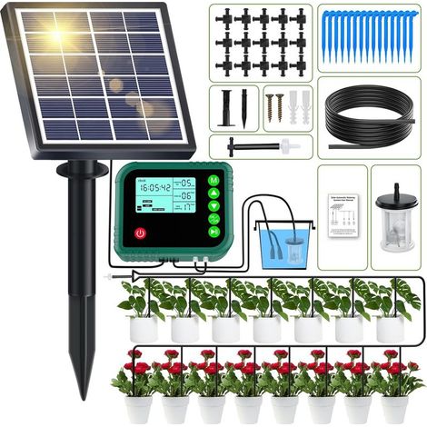 Système D'irrigation Goutte À Goutte Automatique Solaire-Abreuvoir Automatique De Dispositif D'arrosage Automatique pour Plantes D'intérieur-Minuterie Programmable- pour 15 Plantes en Pot (1/3)