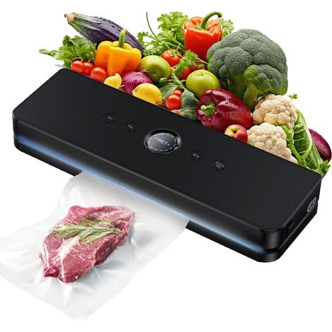 Machine à emballer sous vide 5 en 1 pour aliments, avec 10 sacs sous vide, compagnon sous vide, machine à emballer sous vide professionnelle pour aliments secs et humides, noir (1/5)
