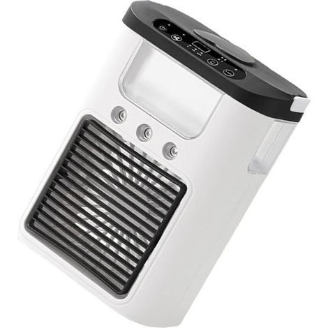 Ventilateur de refroidissement à air portable avec 3 réglages de vitesse, lumière LED de refroidissement pour dortoir, bureau, chambre à coucher, brumisation, Noir (1/5)