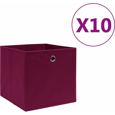 Boîtes de rangement 10 pcs-Coffre de rangement-Stockage Rangement Tissu intissé 28x28x28cm Rouge foncé 332421 (1/5)