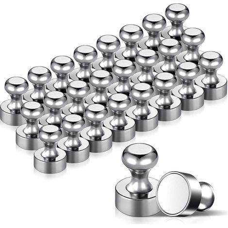 Pack of 24 metal magnets, strong magnet, 12 x 16 mm - stainless steel magnets, refrigerator magnets for pin boards, refrigerators, etc. - with storage box