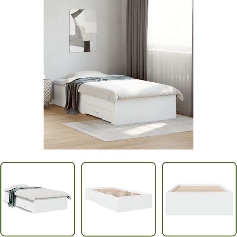 Schubladenbett - Bettgestell mit Schubladen Weiß 90x200 cm Holzwerkstoff (1/5)